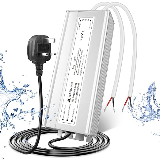 24V Waterproof LED Power Supply 30W–300W, 90–265V Input, Single/Dual Wire Output, Aluminum Housing, Outdoor LED Driver, CE/RoHS/FCC — US/UK/EU Plug & Wire Leads Options