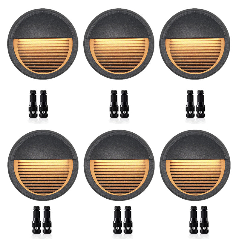 Lot de 6 spots LED basse tension pour terrasse, rampe d'escalier avec LED intégrée 4 W, éclairage d'accentuation 12 V CA/CC, finition aluminium thermolaqué noir.