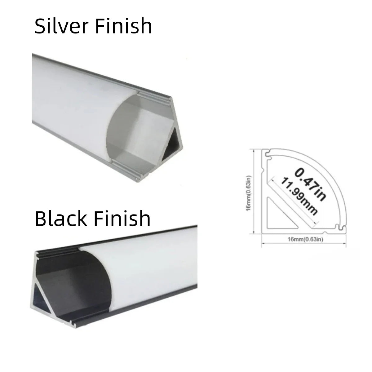 V02 Silver Aluminum Rigid LED Strip Light - 16×16mm | DC12V | SMD5630 72 LEDs/M | 0.5M/1M | Warm White / Natural White / Cool White| Silver Finish | Non-Waterproof | for Indoor Accent & Display Lighting | 10 / 50PCS