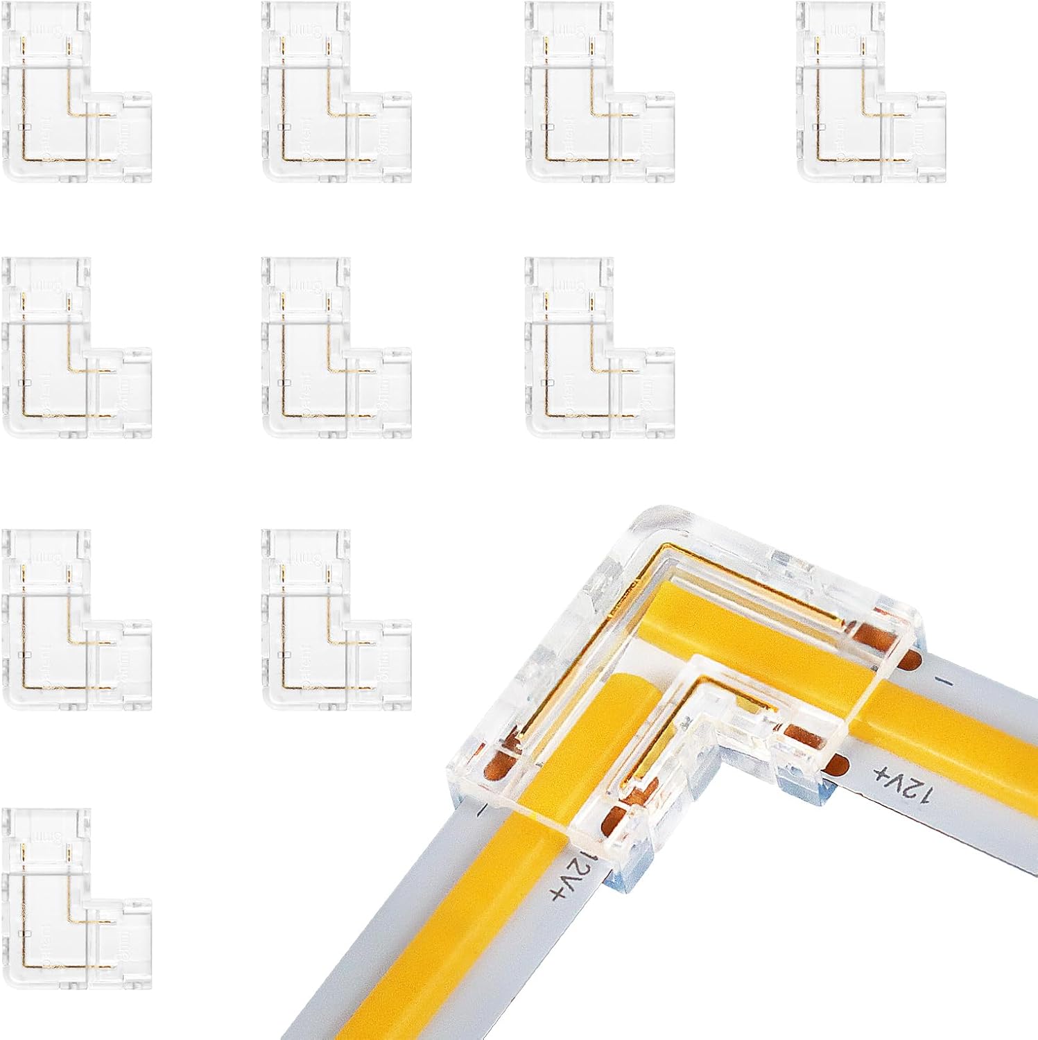 Connecteurs pour bandes LED transparentes en cristal – Clips sans soudure 8 mm 2 broches | Adaptateur bande à fil / bande à bande / CC / L – Stock local États-Unis/Royaume-Uni