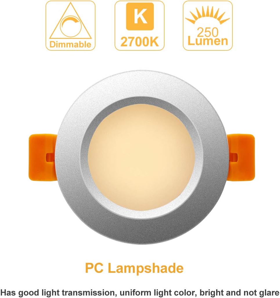 ECO-1 Series Frosted LED Downlight – Silver Housing – TRIAC Dimmable – 3W/5W/7W/9W – 4-Pack/10-Pack – 2700K–6000K – 100–130V / 200–240V
