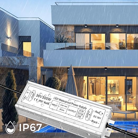 36-V-LED-Netzteil (Konstantspannung), 90–140 V Eingang, 100–400 W, Einzelausgang, IP67 wasserdicht, CE/RoHS/FCC – US-Stecker und Kabeloptionen