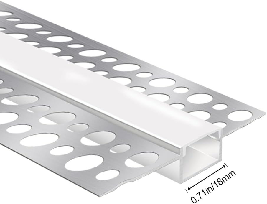 Profilés LED en aluminium double face pour cloison sèche – Compatibles avec des bandes LED de 1 à 16 mm | 1 mètre | Argent | Revêtement blanc laiteux | Lot de 4/6/10 | Stock local États-Unis/Royaume-Uni