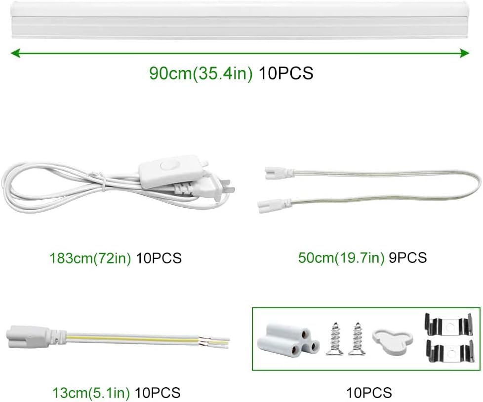 IT Series LED Shop Light – 3FT T5 Integrated Tube Fixture | 15W | Warm/Natural/Daylight White | Linkable Utility Garage Ceiling Light & Under Cabinet Lighting | Corded Electric with Built-in On/Off Switch | 4-Pack / 10-Pack | Non-Dimmable AC90–240V