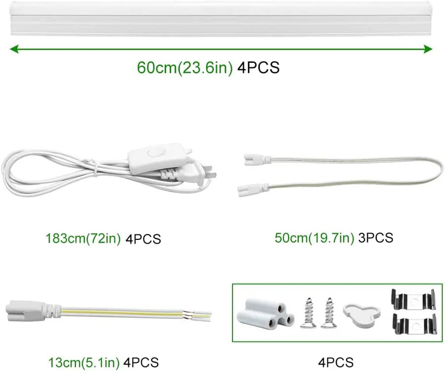 IT Series LED Shop Light – 3FT T5 Integrated Tube Fixture | 15W | Warm/Natural/Daylight White | Linkable Utility Garage Ceiling Light & Under Cabinet Lighting | Corded Electric with Built-in On/Off Switch | 4-Pack / 10-Pack | Non-Dimmable AC90–240V