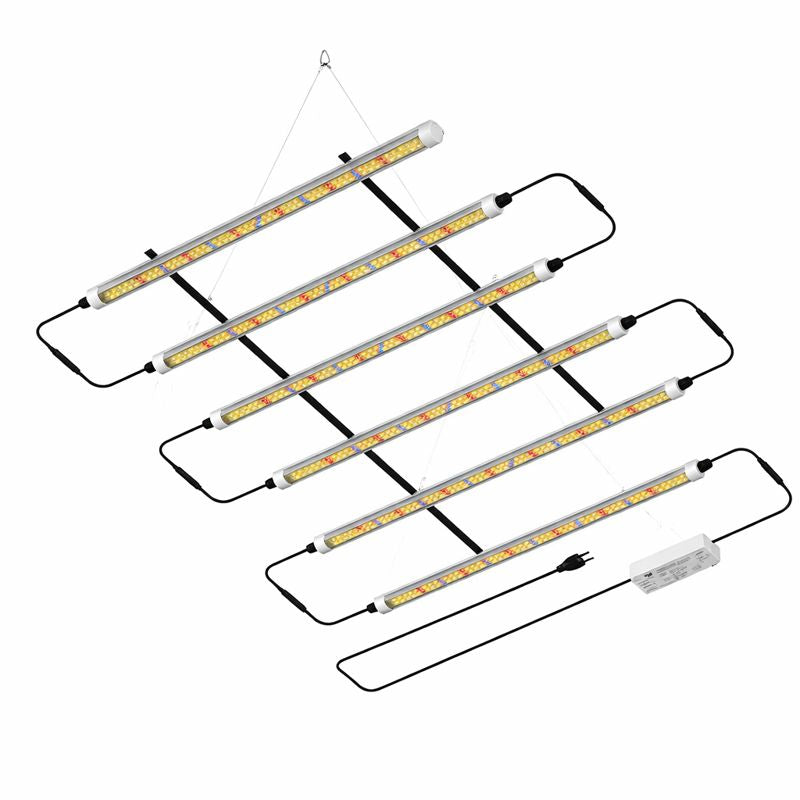 LED Tube Grow Light - 6Pcs | 60cm(2ft) Full Spectrum for Indoor Plants | 65W Dimmable Power Supply | 3000K + 5000K + 660nm + 460nm Spectrum | Selectable Mounting Brackets | Daisy Chain | for Greenhouses Plants | US / EU Plug