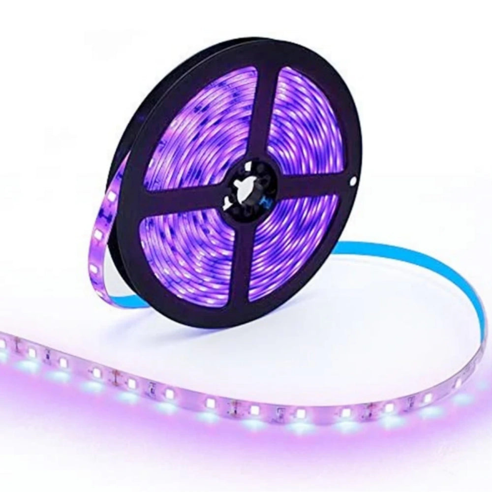 365–370nm SMD2835 UV LED Strip Light – 16.4FT / 5M | 60 / 120 / 240 LEDs/m | DC12V | Non-Waterproof / IP67 Waterproof | Not Include Power Supply | For Curing, Fluorescence & Currency Validation