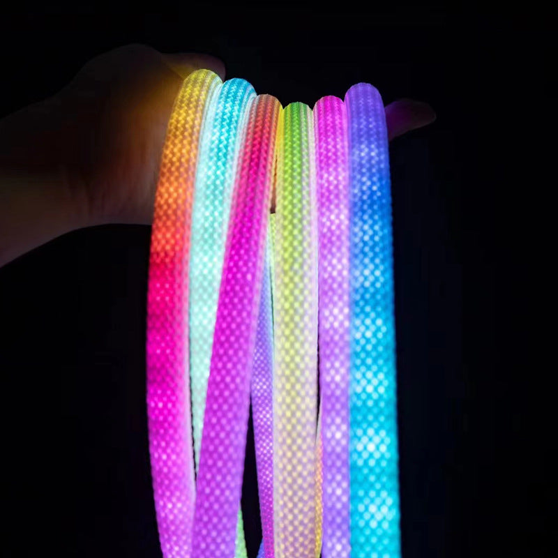 Bande lumineuse LED néon 360°, aspect tissé, couleur RVB, étanche, flexible