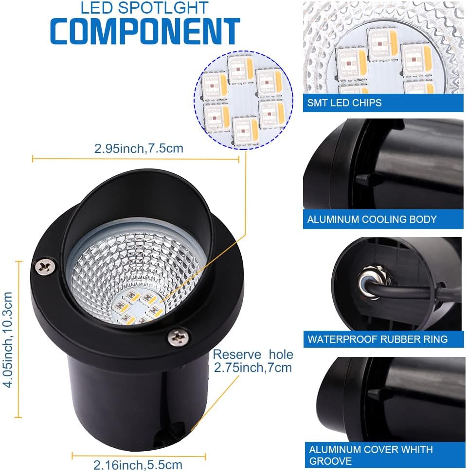 5W Low Voltage RGBWW Inground LED Well Lights – RGB + 3000K Warm White | DC 12V–24V | IP65 Waterproof | Outdoor Landscape & Ground Lighting for Garden, Yard & Driveway | 6 / 8-Pack