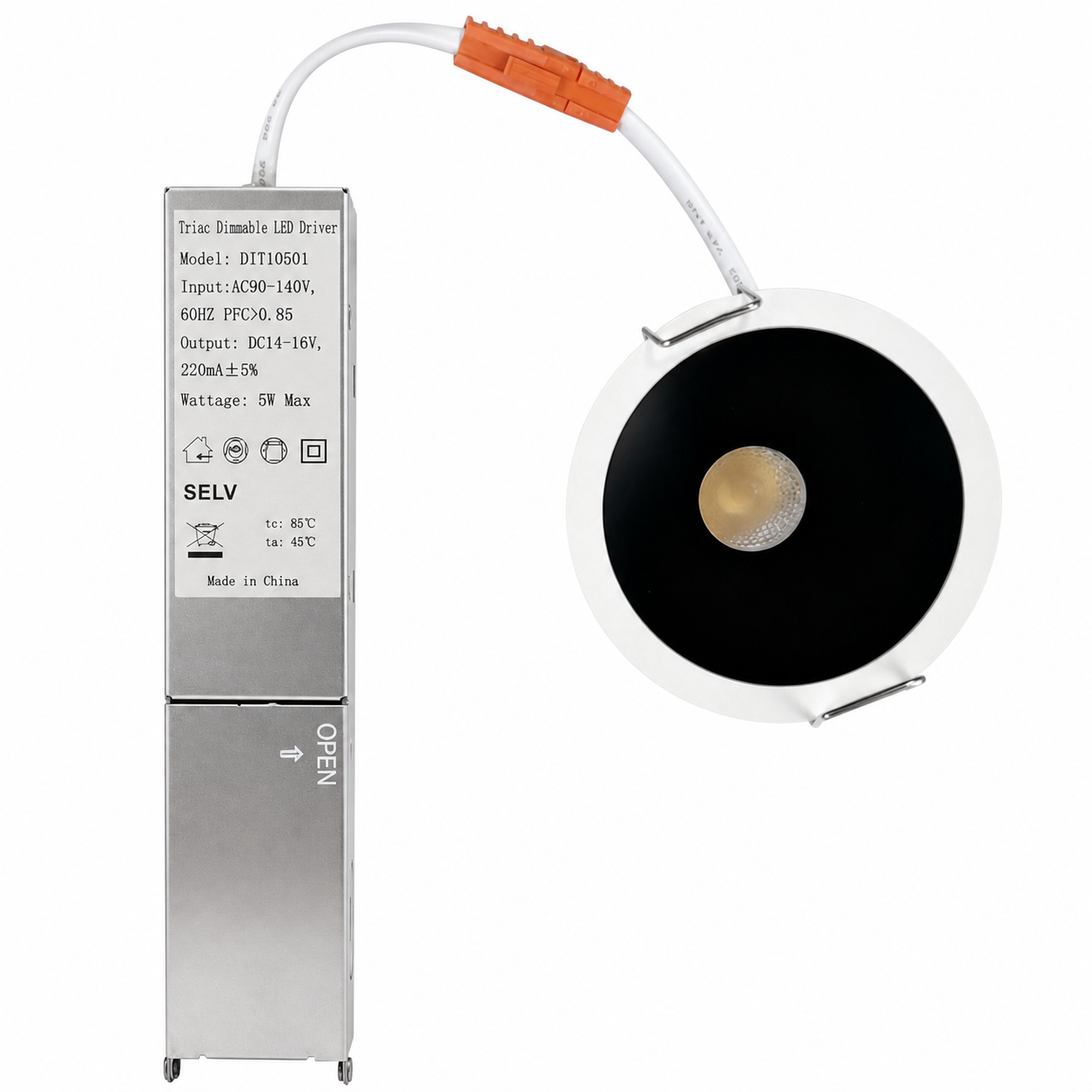 4er-Pack 3 Zoll dimmbares LED-Downlight mit schwarzem Rand, 5 W (entspricht 40 W Halogen), CRI80, LED-Deckenleuchte