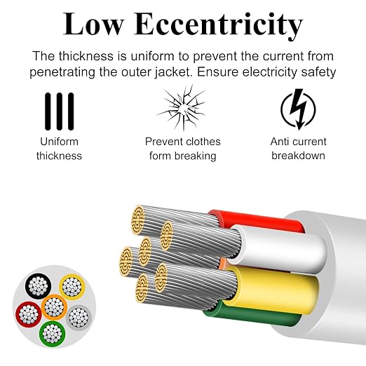 20 AWG Multi-Core Wire, 6/7/8 Conductor Stranded Tinned Copper Electrical Cable, Black/White PVC Insulated Control Extension Cord, 10/20/50m (33ft–165ft) Options