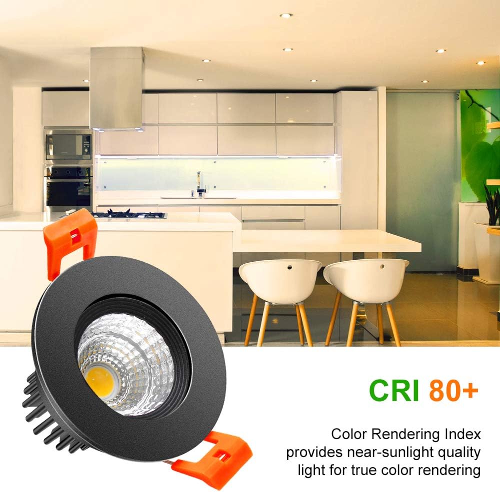 Einstellbares COB-LED-Einbaudownlight der ECO-2-Serie – Schwarzes Gehäuse – TRIAC-dimmbar – 3 W/5 W/9 W – 4er-Pack/10er-Pack – 3000 K–6000 K – 100–130 V / 200–240 V