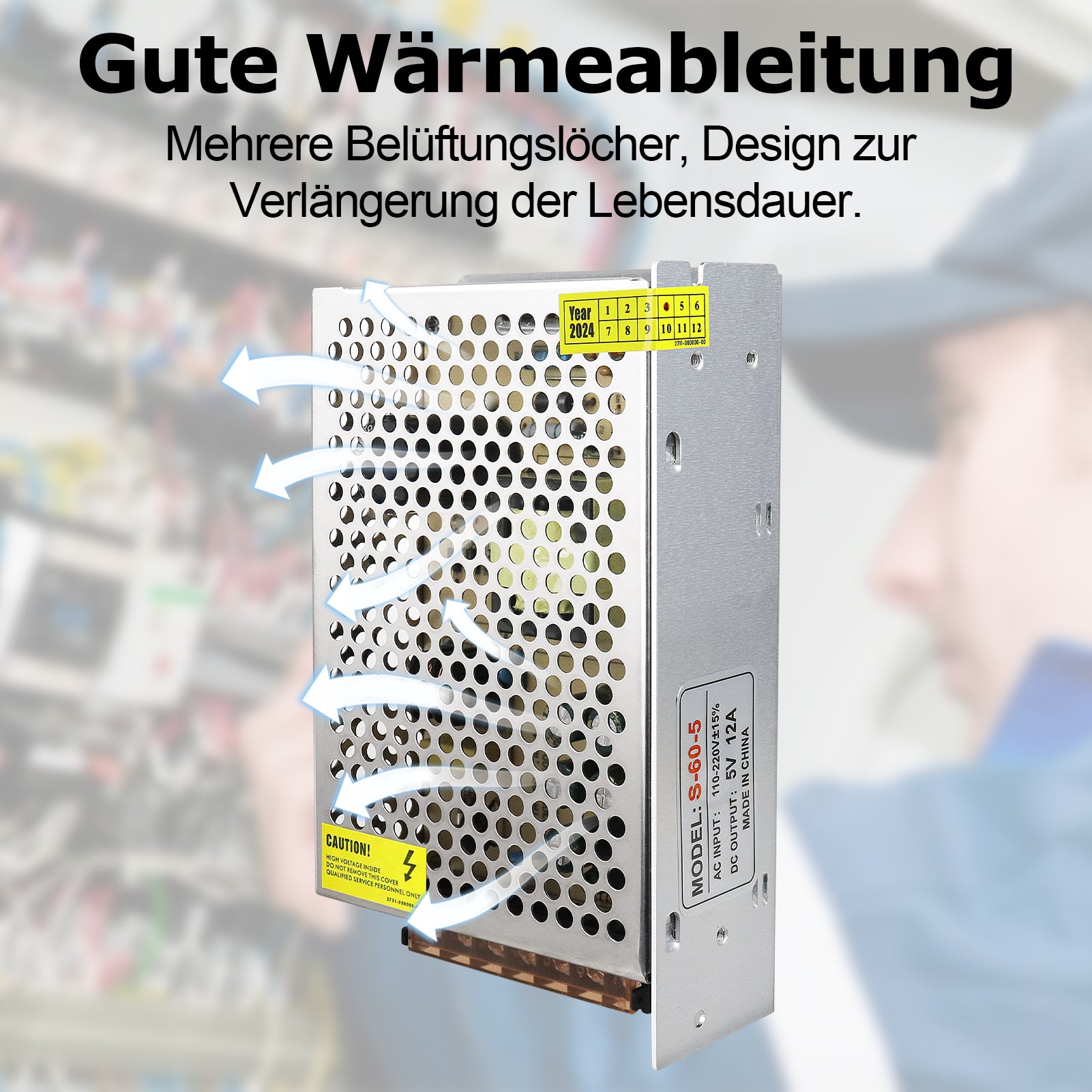 Alimentation à découpage CC 5 V 10 W–300 W, entrée CA 110/220 V, transformateur pour bande LED, boîtier métallique industriel avec bornes, certifié CE/FCC/RoHS (300 W avec ventilateur)