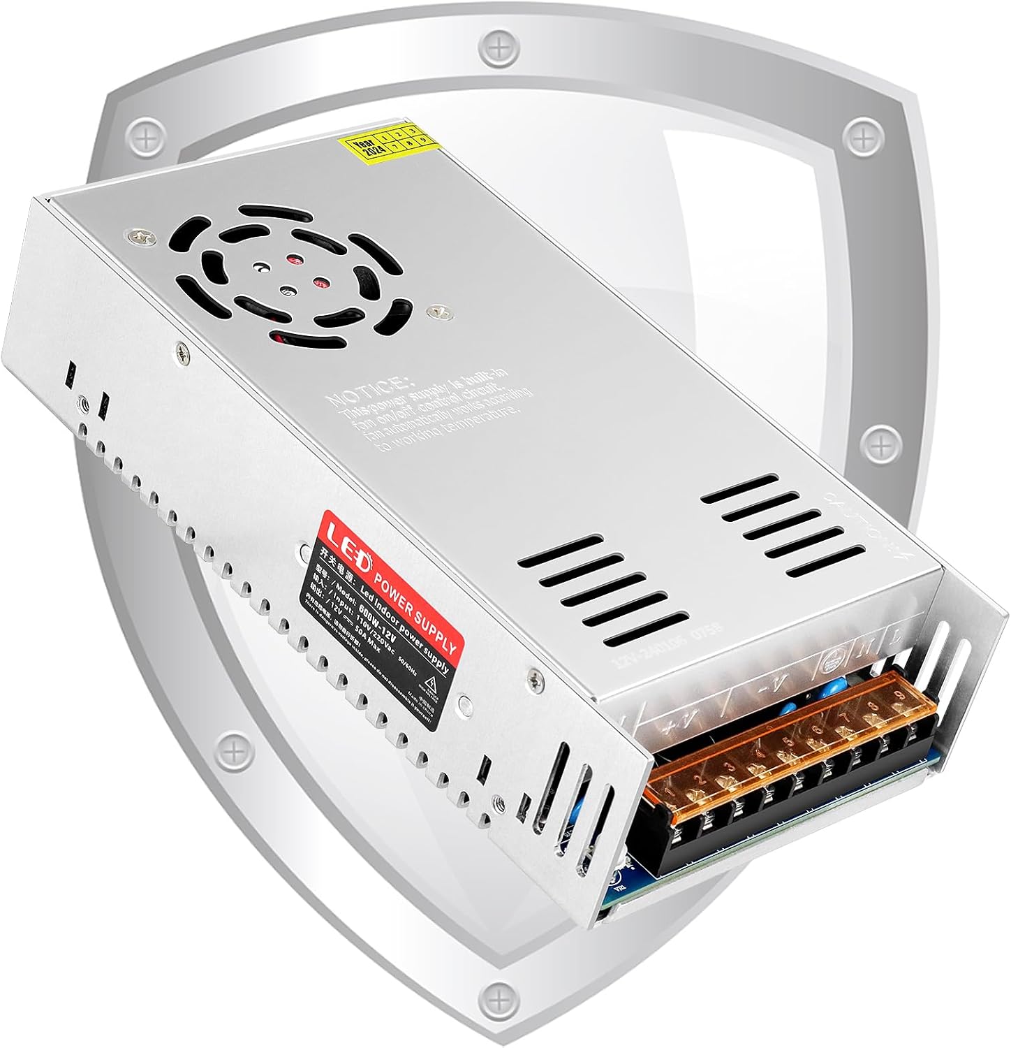 DC 12 V/24 V Schaltnetzteil 300 W–600 W, AC 110/220 V Eingang, Hochleistungs-LED-Treibertransformator, Kühllüfter-Metallgehäuse, CE/FCC/RoHS-zertifiziert