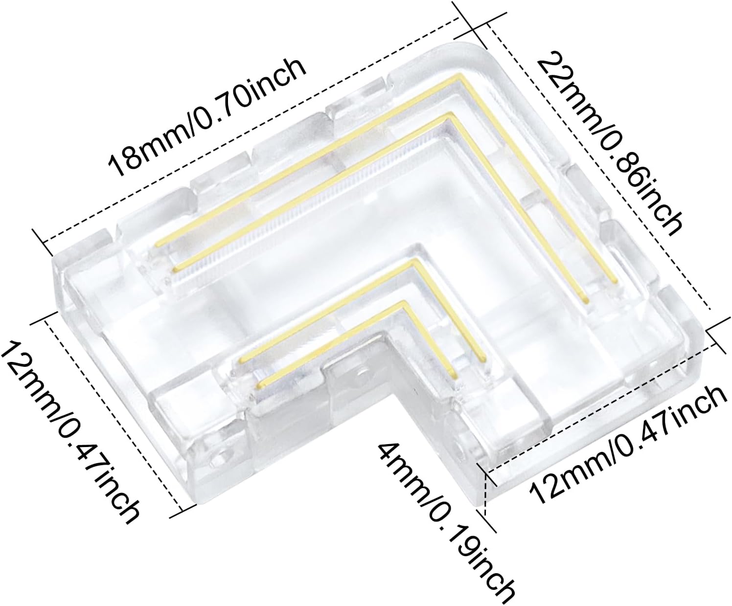 Transparente Kristall-LED-Streifenverbinder – 10 mm 4-polige lötfreie Clips | Streifen zu Kabel / Streifen zu Streifen / Buchsenstecker – Lokaler Lagerbestand US/UK
