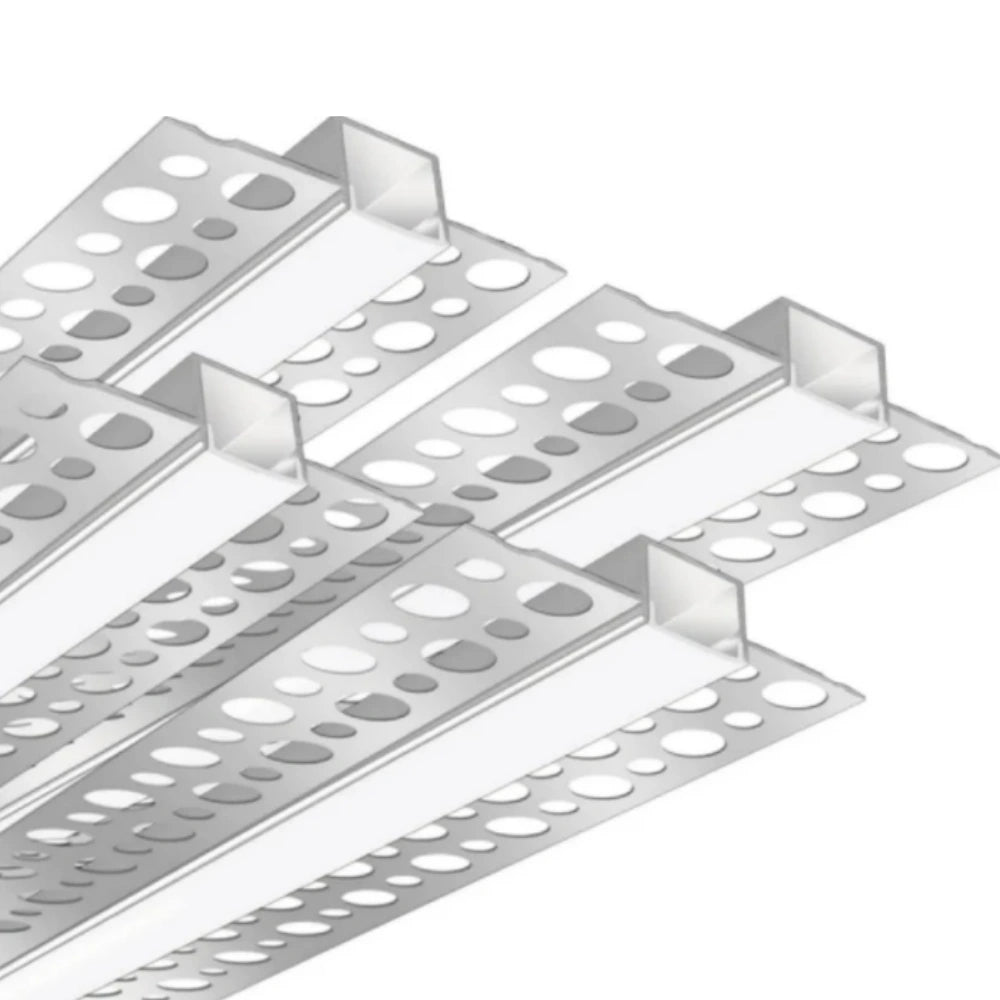 Profilés LED en aluminium double face pour cloison sèche – Compatibles avec des bandes LED de 1 à 9 mm | 1 mètre | Argent | Revêtement blanc laiteux | Lot de 4/6/10 | Stock local États-Unis/Royaume-Uni