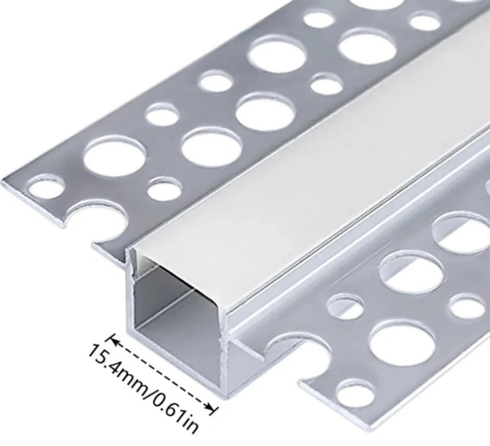 Profilés LED en aluminium double face pour cloison sèche – Compatibles avec des bandes LED de 1 à 13 mm | 1 mètre | Argent | Revêtement blanc laiteux | Lot de 4/6/10 | Stock local États-Unis/Royaume-Uni