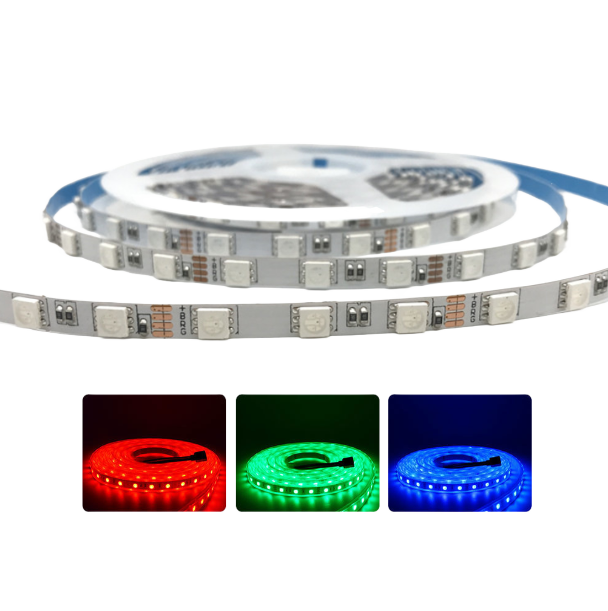 6MM Wide SMD5050 RGB LED Strip Light - DC12V | 60 LEDs/M | 6mm PCB | Non-Waterproof | for Mirror, Kitchen Cabinet, Bedroom | 5/50M