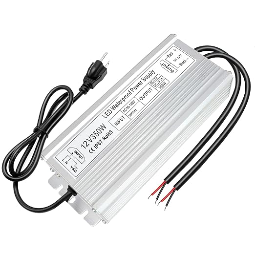 Wasserdichter 12-V-LED-Transformator, 90–140 V Eingang, 200 W–500 W, Einzel-/Doppelkabelausgang, CE/RoHS/FCC – US-Stecker und Kabeloptionen