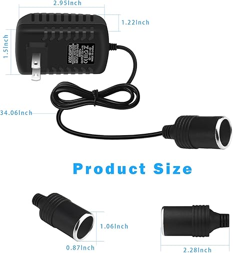 DC 12 V Zigarettenanzünder-Netzteiladapter 12 W–36 W, AC 100–240 V auf 12 V Konvertertransformator, Autosteckdosenladegerät für Pumpe, Kühler, LED-Leuchten – US-Stecker