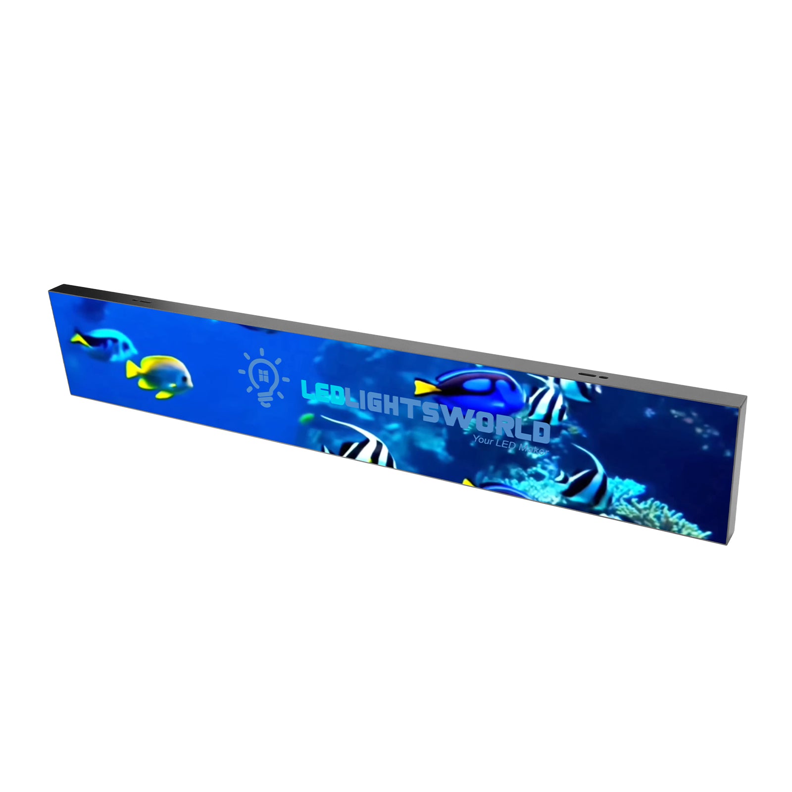 Présentoir LED sans cadre série FL – P1.86 · 160 × 960 mm | Écran LED finition miroir, s'intégrant parfaitement à la décoration moderne de votre magasin.
