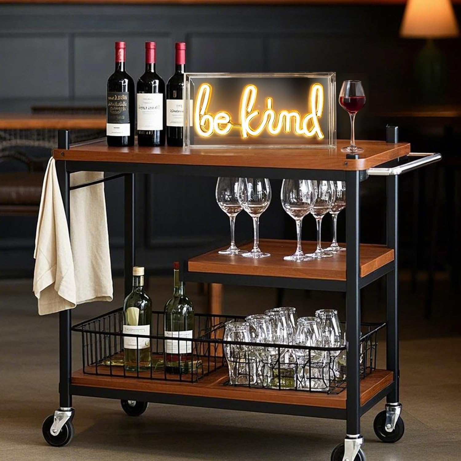 BE KIND Schreibtisch-Leuchtkastenschild – Rechteckig 12x6 Zoll | Warmweiß/Rosa | USB-betrieben | Tischdisplay | Für Mädchenzimmer, Schlafzimmer, Kneipe, Hotel, Strand, Hahn