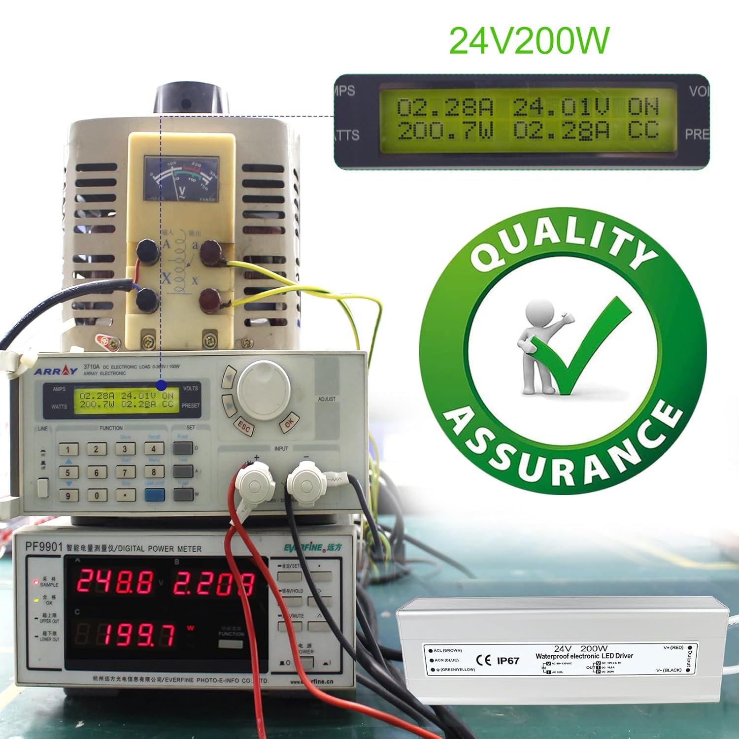 Wasserdichter 24-V-LED-Transformator, 90–140 V Eingang, 200 W–500 W, Einzel-/Doppelkabelausgang, CE/RoHS/FCC – US-Stecker und Kabel, Außenbeleuchtungsadapter