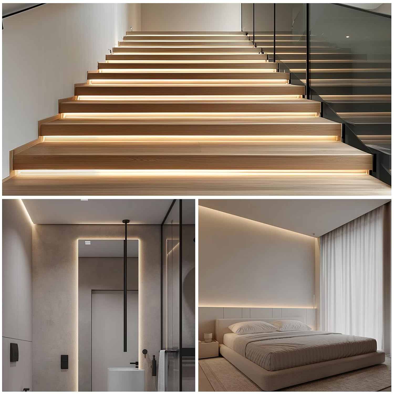 Profilés LED en aluminium pour cloison sèche, à encastrer sur une face – Compatibles avec des bandes LED de 1 à 20 mm | Argent | Revêtement blanc laiteux | 1/2/3 mètres | Argent | Revêtement blanc laiteux | Lot de 50/100