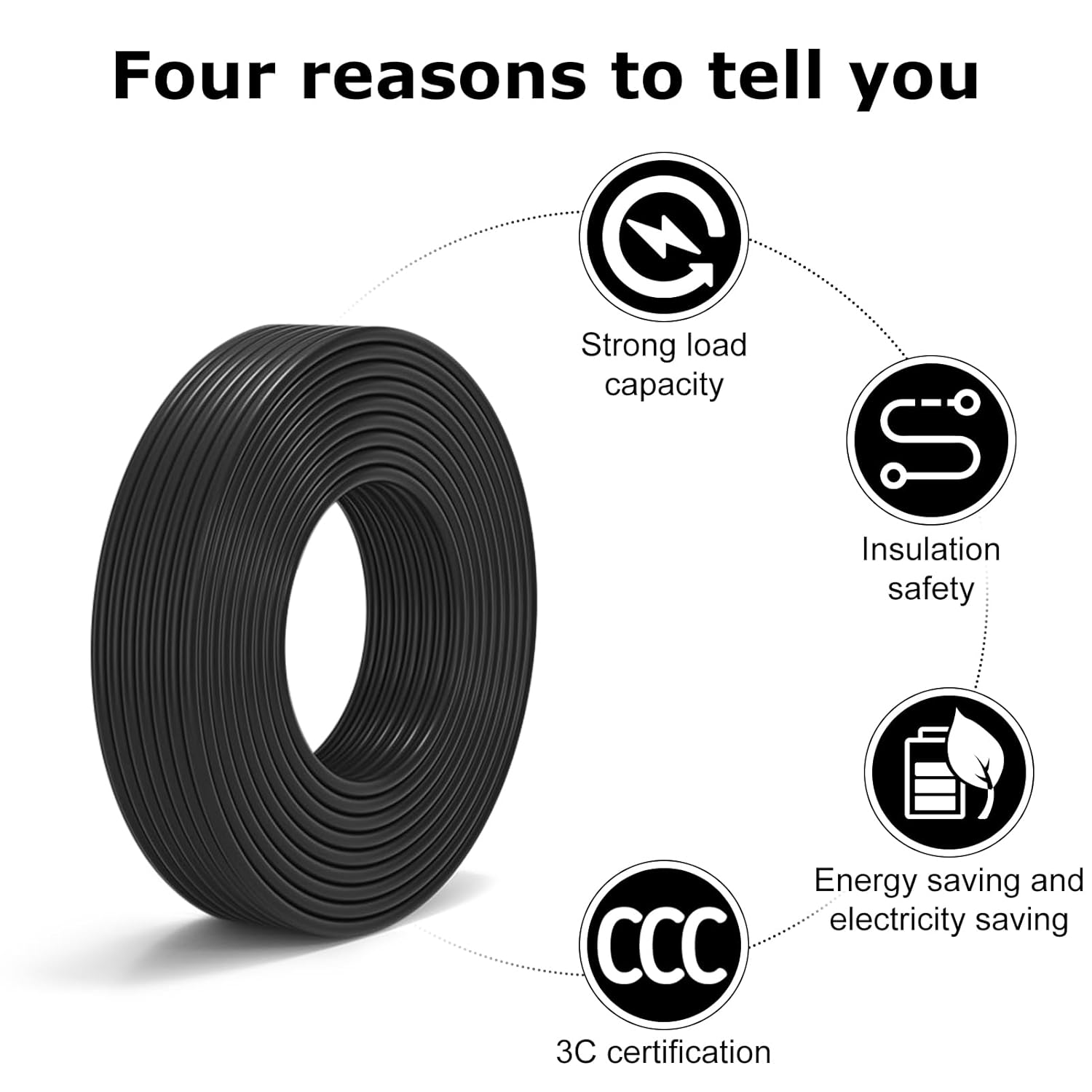 22 AWG Electrical Cable, 6/7/8 Core Stranded Tinned Copper Multi-Conductor Wire, Black/White PVC Sheathed Flexible Control Wire, 10/20/50m (33ft–165ft) Options