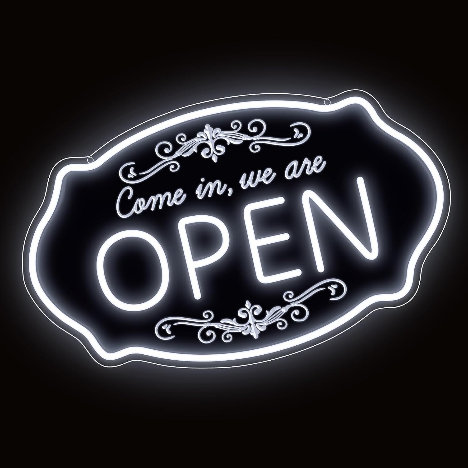 WIR HABEN GEÖFFNET – Neonschild – USB-betrieben | 41×20 cm (16×8 Zoll) | Pfeilförmiges LED-Fensterschild | 3 Farbkombinationen für die Schaufensteranzeige