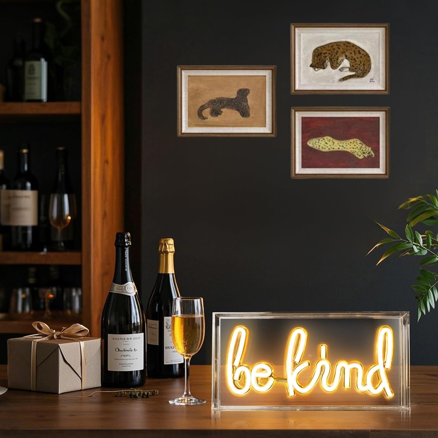 BE KIND Schreibtisch-Leuchtkastenschild – Rechteckig 12x6 Zoll | Warmweiß/Rosa | USB-betrieben | Tischdisplay | Für Mädchenzimmer, Schlafzimmer, Kneipe, Hotel, Strand, Hahn