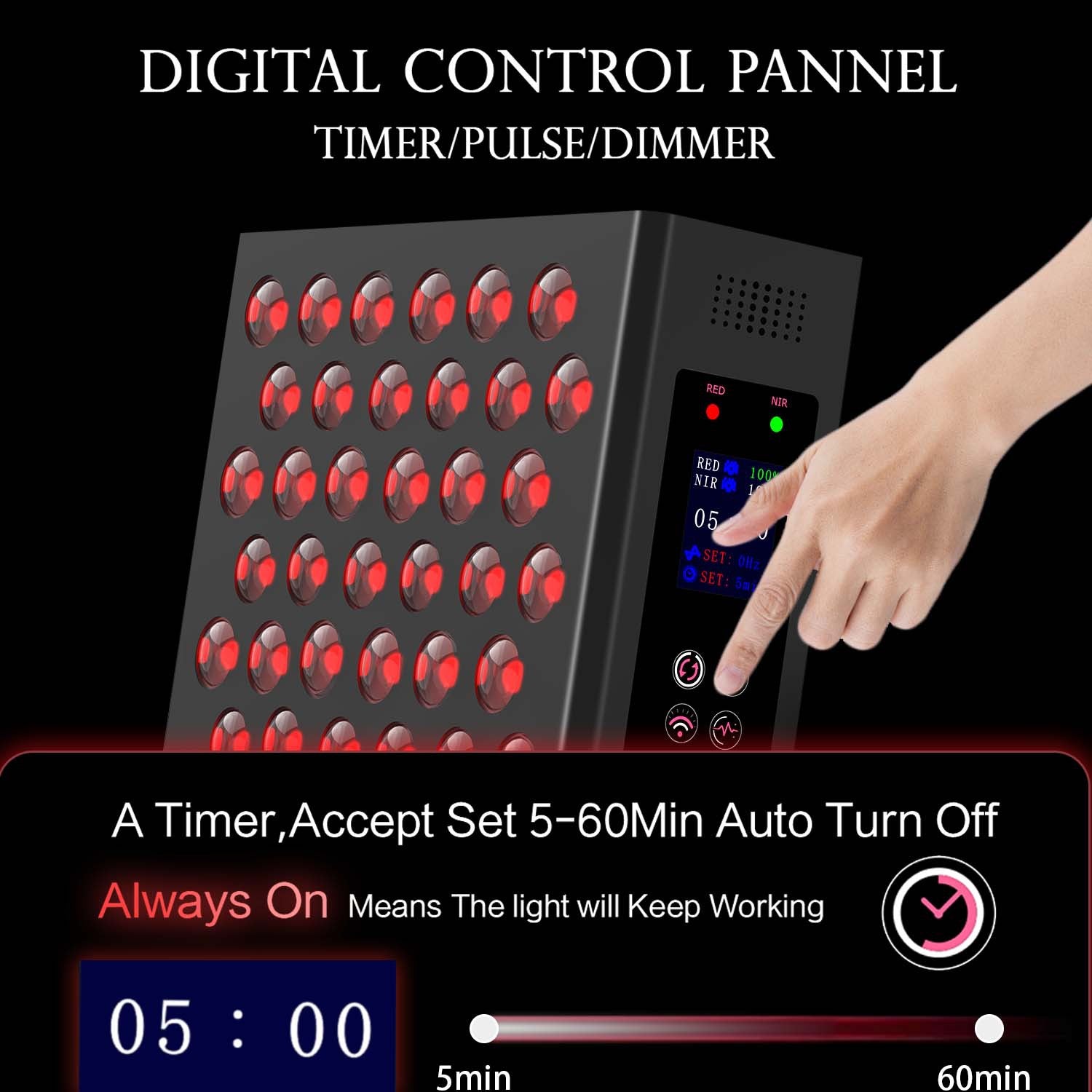 115 W BLK PRO Rotes Therapielicht mit 72 Stück 5-Watt-Bi-Chip (850 nm und 660 nm) rotem LED-Licht