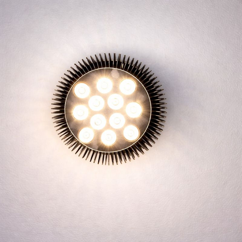 12 W (12 x 1 W) PAR38-LED-Lampe mit E27-Edison-Schraubsockel, 90-W-Äquivalent, 100–240 V AC, schwarzes Gehäuse, Innentyp