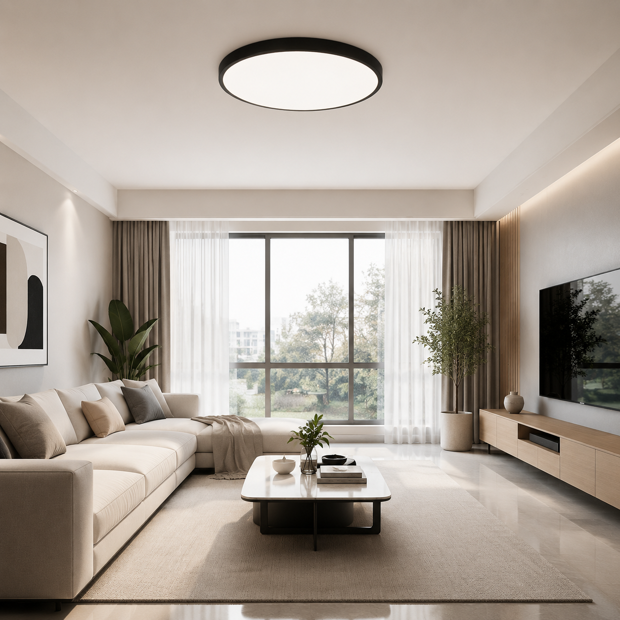 7 Inch Round LED Ceiling Light – 12W – Black – 3000K / 4500K / 5000K / 6500K – Flush Mount Ceiling Light for Home & Apartment Lighting – Local Stock (UK)