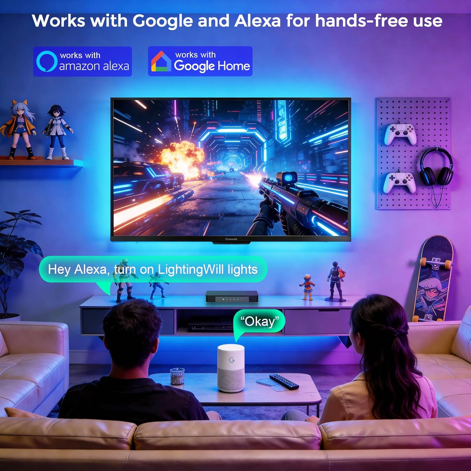 LightingWill CST3 HDMI 2.0 Sync Box TV Backlight Strip Kit - 9.8FT / 12.5FT / 16.4FT Smart RGBIC LED Strip Sync with Screen | Supports 4K@60Hz | 72 LEDs/m |Sync to Movies, Games | Compatible with PS5/Xbox/PC