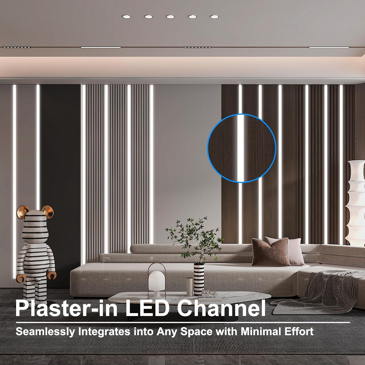 Profilés LED en aluminium double face pour cloison sèche – Compatibles avec des bandes LED de 1 à 12 mm | 1 mètre | Argent | Revêtement blanc laiteux | Lot de 4/6/10 | Stock local États-Unis/Royaume-Uni