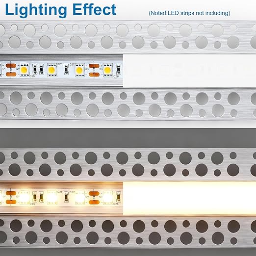 Double-Sided Plaster-in Drywall LED Aluminum Channels– Fit for 1 to 20mm LED Strip | 1Meter | Silver | Milky White Cover | 4 / 6 / 10 -Pack | Local Stock US/UK