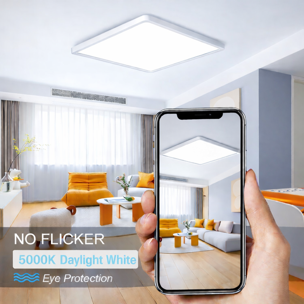Plafonnier LED carré 12 pouces – 24 W – Blanc – 3000 K / 4500 K / 5000 K / 6500 K – Plafonnier encastré – Stock local (États-Unis, Royaume-Uni et Allemagne)