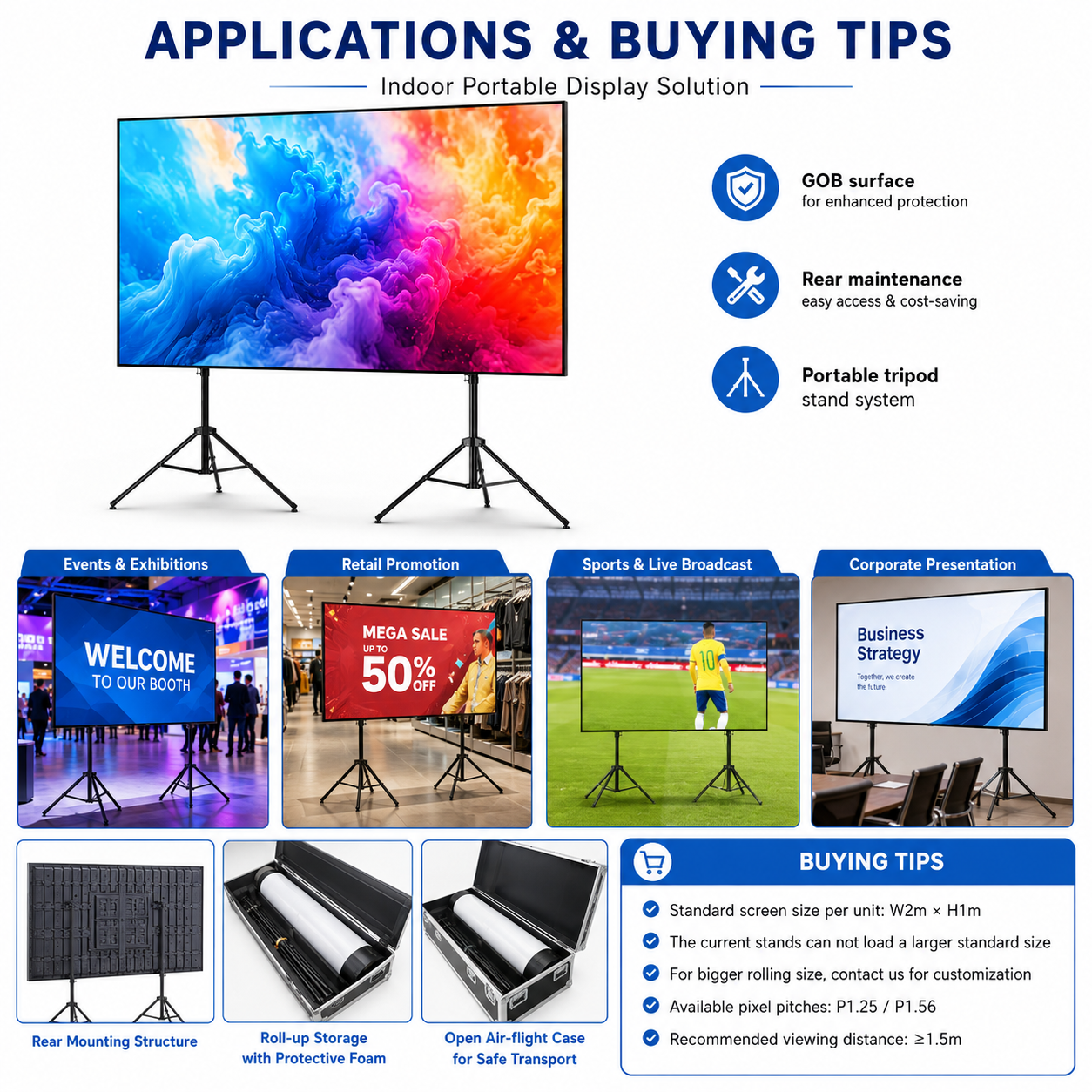 88 Zoll rollender Fernsehapparat P1.25 2x1 Meter 2SQM beweglicher LED-Bildschirm-Ausrüstung