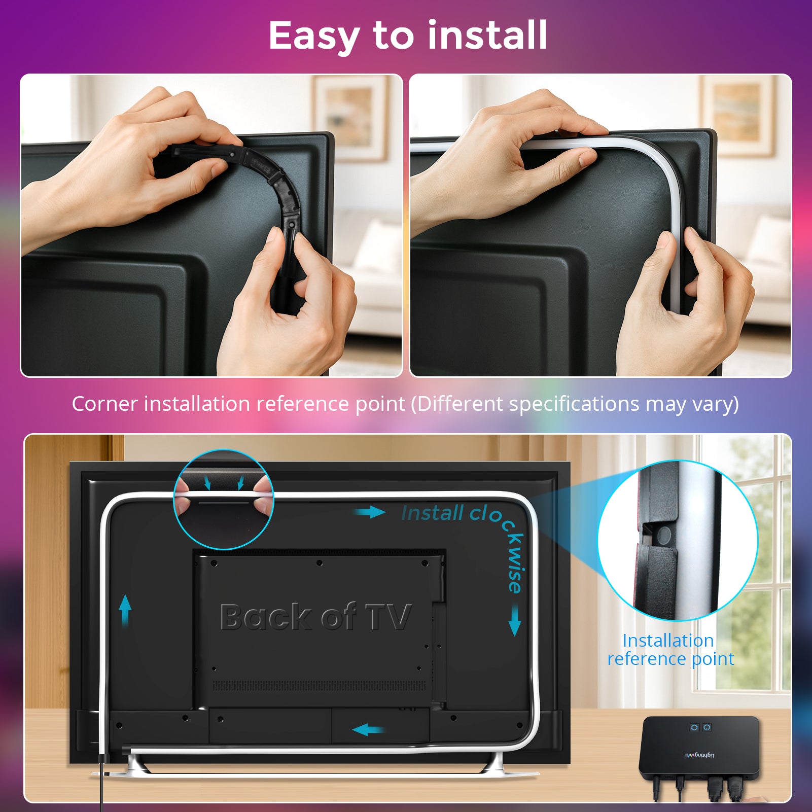 LightingWill CST2 HDMI 2.0 Sync Box TV Backlight Kit - 9.8FT / 12.5FT / 16.4Ft Smart RGBIC LED Lights Sync with TV | Supports 4K@60Hz | Sync to Movies, Games | Compatible with PS5/Xbox/PC