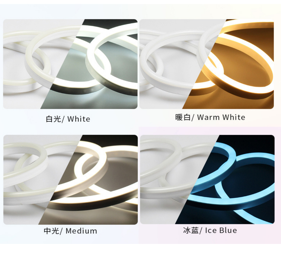High Voltage Single Color LED Neon Rope Light - 8x16mm | SMD2835 120LEDs/m | AC110V / 220V Flexible Neon LED Strip | IP65 Waterproof Cuttable Neon Flex for Indoor & Outdoor Decoration | with Power Plug | 10/50M