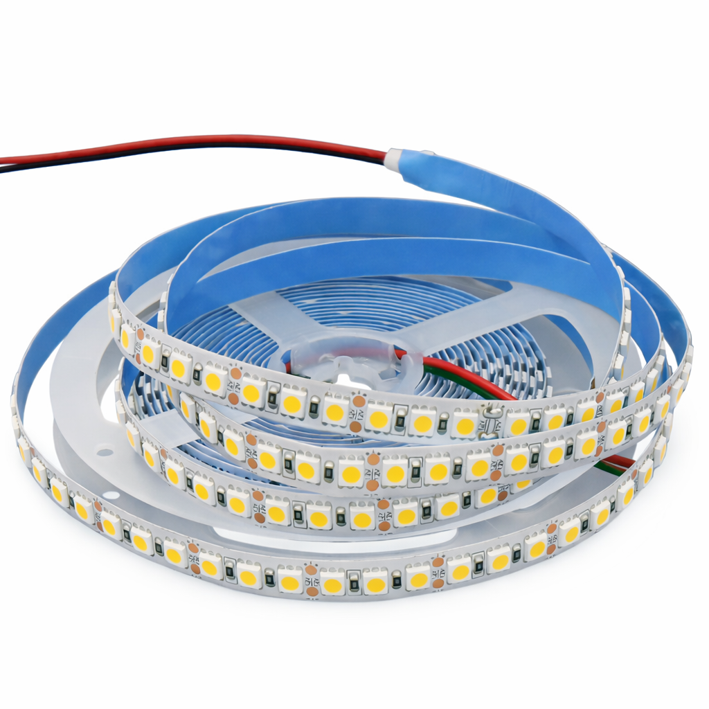 SMD5050 Single Color LED Strip Light – DC 12V | 120 LEDs/m | 10mm PCB | High Brightness Low Voltage LED Tape | Non-Waterproof | Warm White / Natural White / Cool White | 5/50M