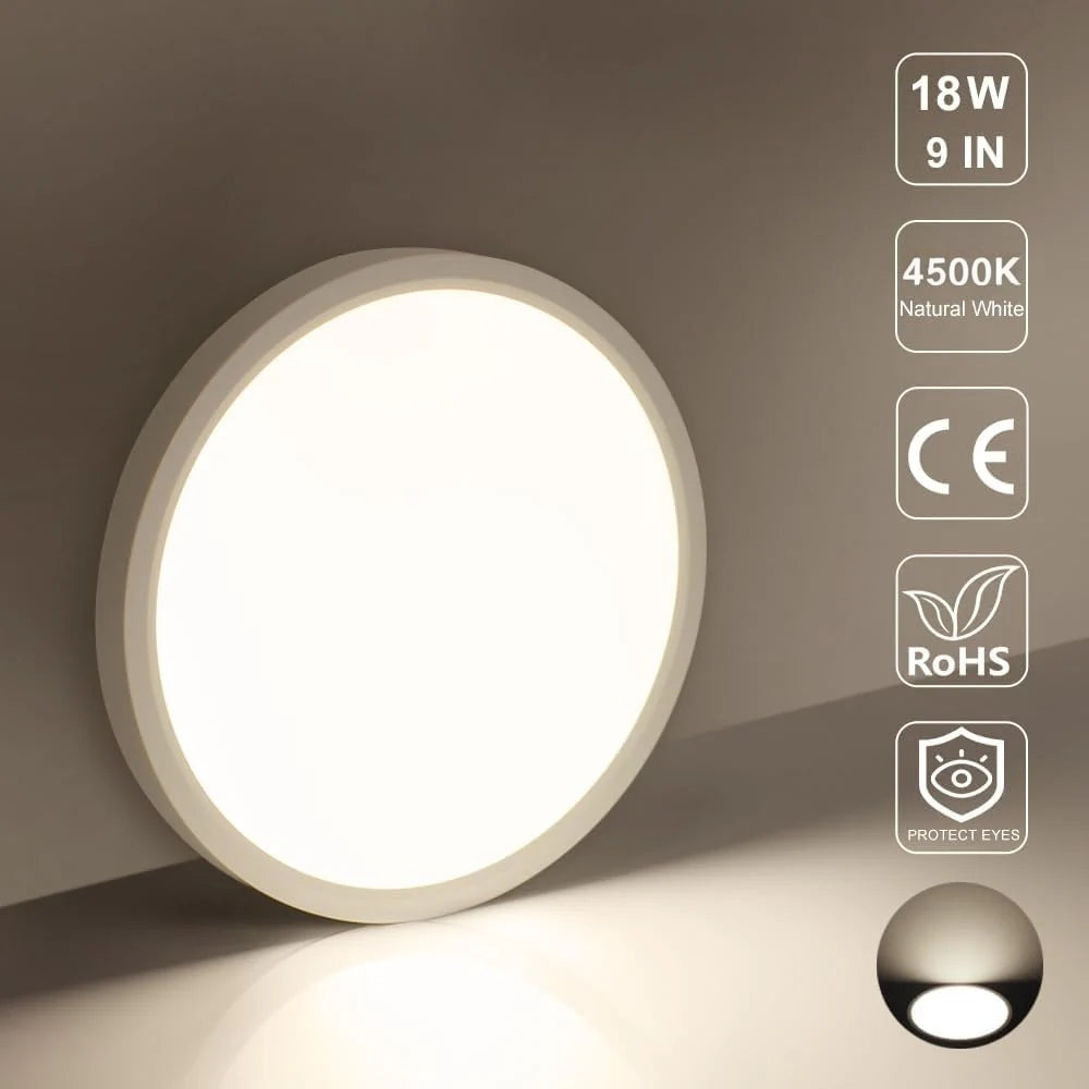 9 Inch Round LED Ceiling Light – 18W – White – 3000K / 4500K / 5000K / 6500K – Flush Mount Ceiling Light – Local Stock (UK/US)
