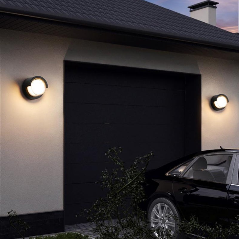 Round Halo Waterproof LED Wall Light – 18W | 3000K / 4000K / 6000K | Black Housing | Up & Down Outdoor Wall Sconce for Porch, Garden, Balcony & Indoor Decoration | Aluminum Housing | IP65 | 2-Pack