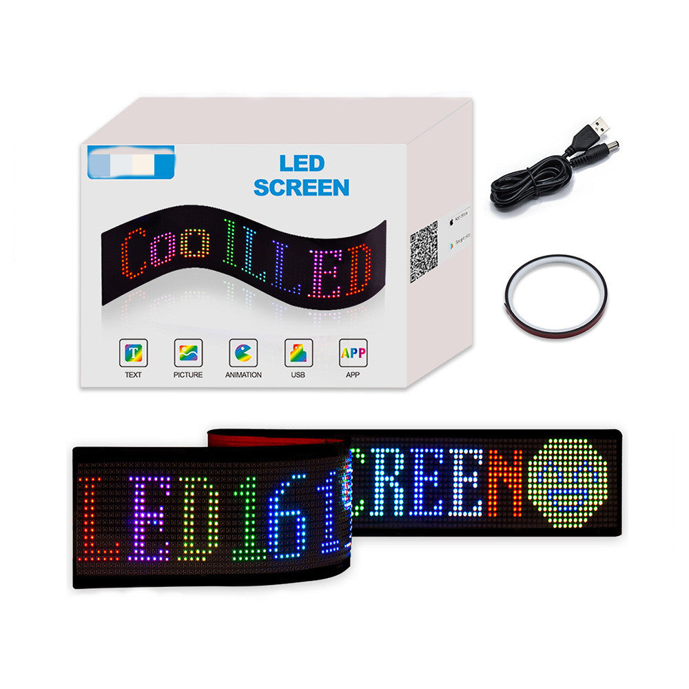 Model 1696 Flexible USB 5V Car LED Sign Bluetooth App Control Display Screen Text Pattern Animation LED sign display for Car Windows, Shop, Bar and Entrance Sign