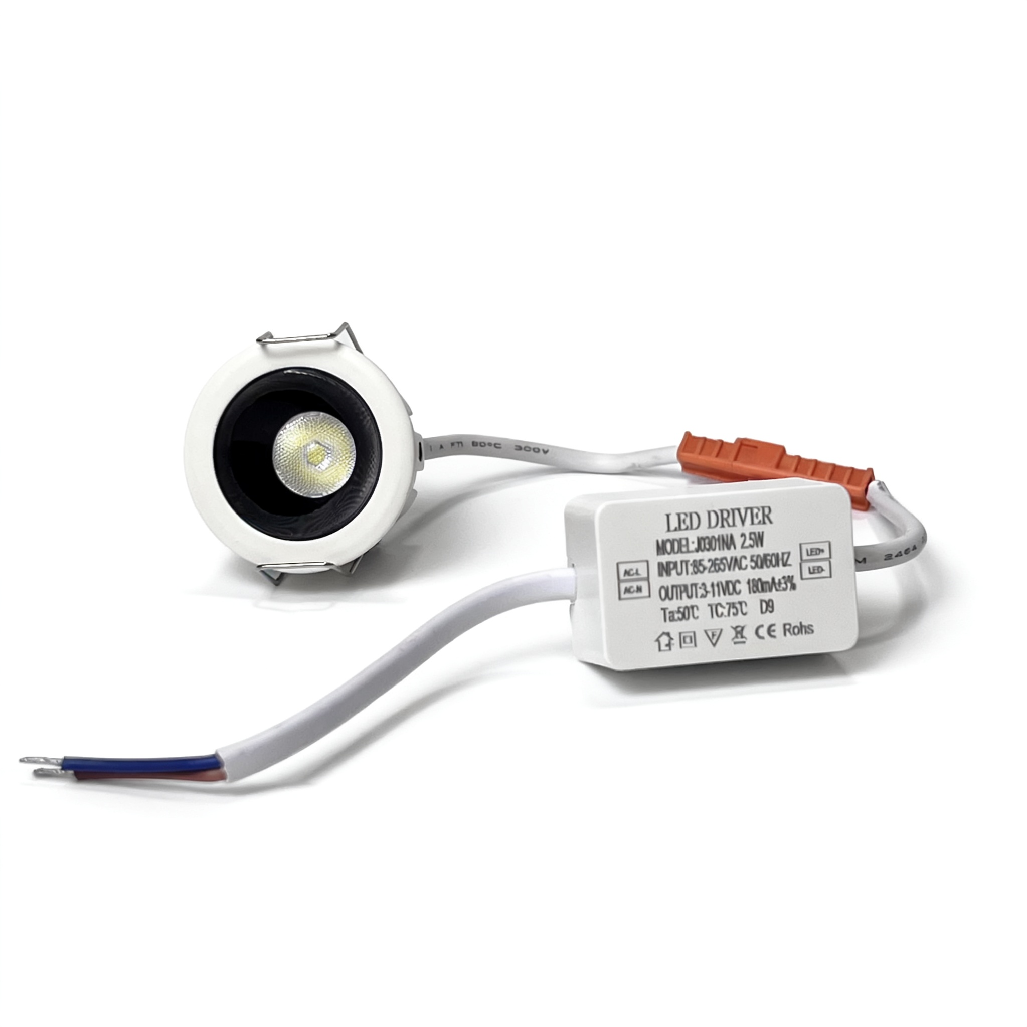 Plafonnier LED COB 3 W 55 mm (2,17 po) découpé, projecteur LED inclinable anti-éblouissant, spot LED encastrable Twist, kit de projecteurs