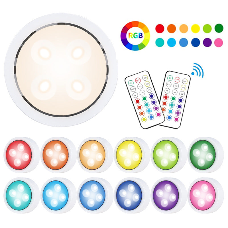 6er-Pack LED-Puck-Leuchten mit Fernbedienung, weißes Finish, RGBW-Farbwechsel-Unterschrankleuchten, kabellos, 13 wechselbare Farben, LED-Schranklicht, dimmbar, AA-Batteriebetrieb, Push-Nachtlichter mit Timerfunktion
