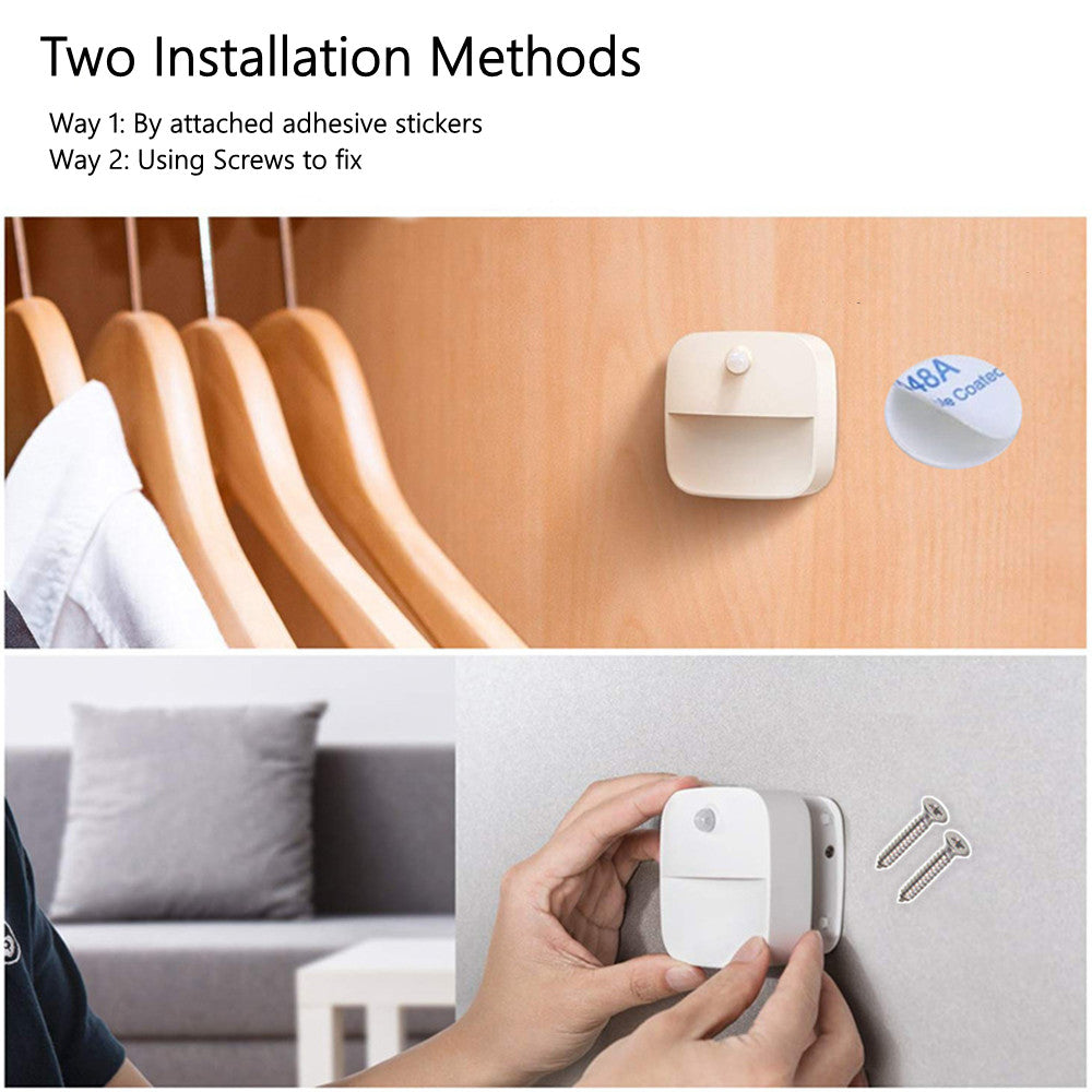 Battery Operated LED Motion Sensor Light - 2 / 3 / 4 / 5 / 6 PCS | Dual White (3000K-6500K Switchable) | Cordless Stick-On LED Night Light for Closet, Hallway, Bathroom, Kitchen, Cabinet(Battery not included)