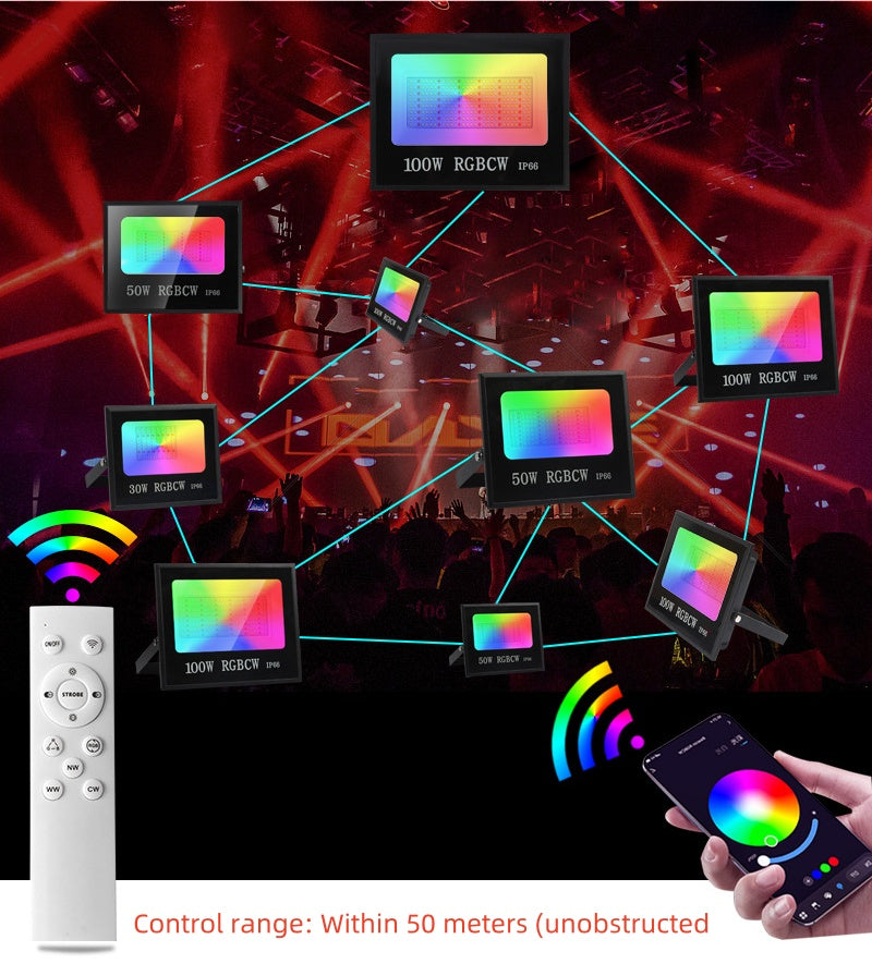 Lot de 2 projecteurs LED d'extérieur 30 W RGBCW, Wi-Fi, Bluetooth, RGBCW, 2 700 K-6 500 K, 16 millions de couleurs, éclairage paysager LED, étanchéité IP66