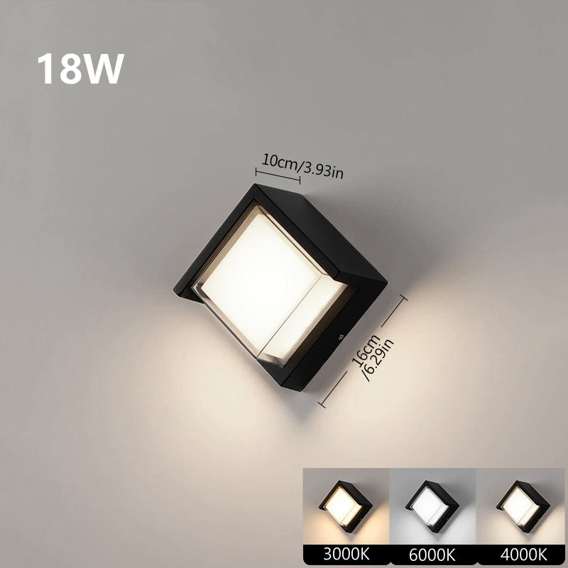 Diamond Angle Waterproof LED Wall Light – 18W | 3000K / 4000K / 6000K | Black Housing | Up & Down Outdoor Wall Sconce for Porch, Garden, Balcony & Indoor Decoration | Aluminum Housing | IP65 | 2-Pack